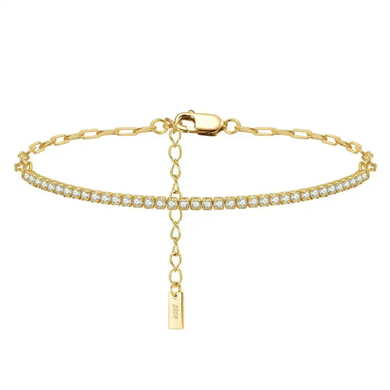 Elysia Bracelet in gold-plated sterling silver with 4A Zircon inlay. Elegant, adjustable jewelry piece for women, perfect for gifting and fashion wear.
